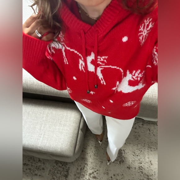 New❤️ Merry & Mushy Red Reindeer Hooded sweater - Picture 7 of 10